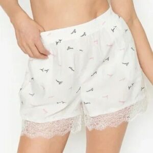 Victoria's Secret White Lace Trim Pajama Shorts